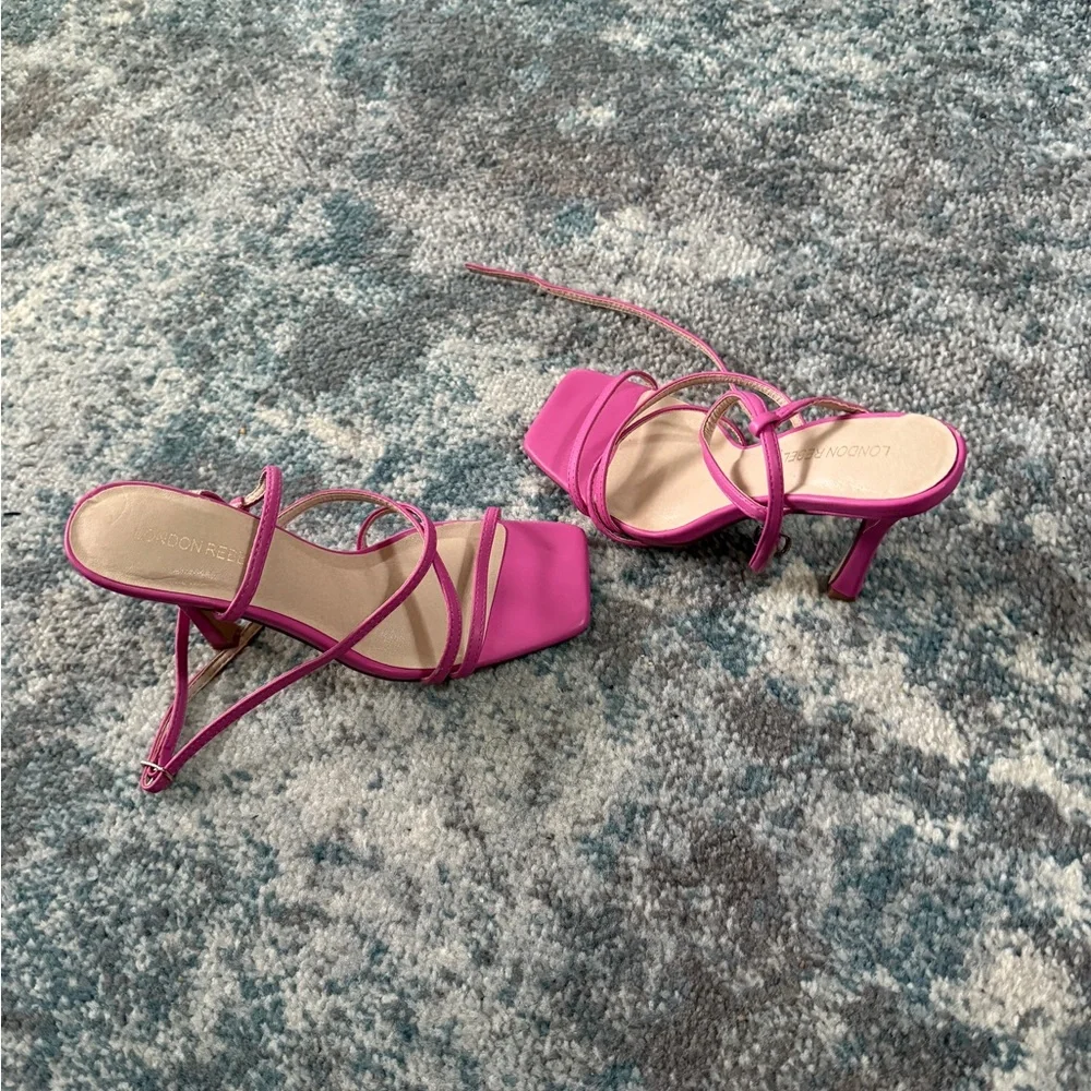 Women's Pink Strappy Heels - Picture 3 of 8